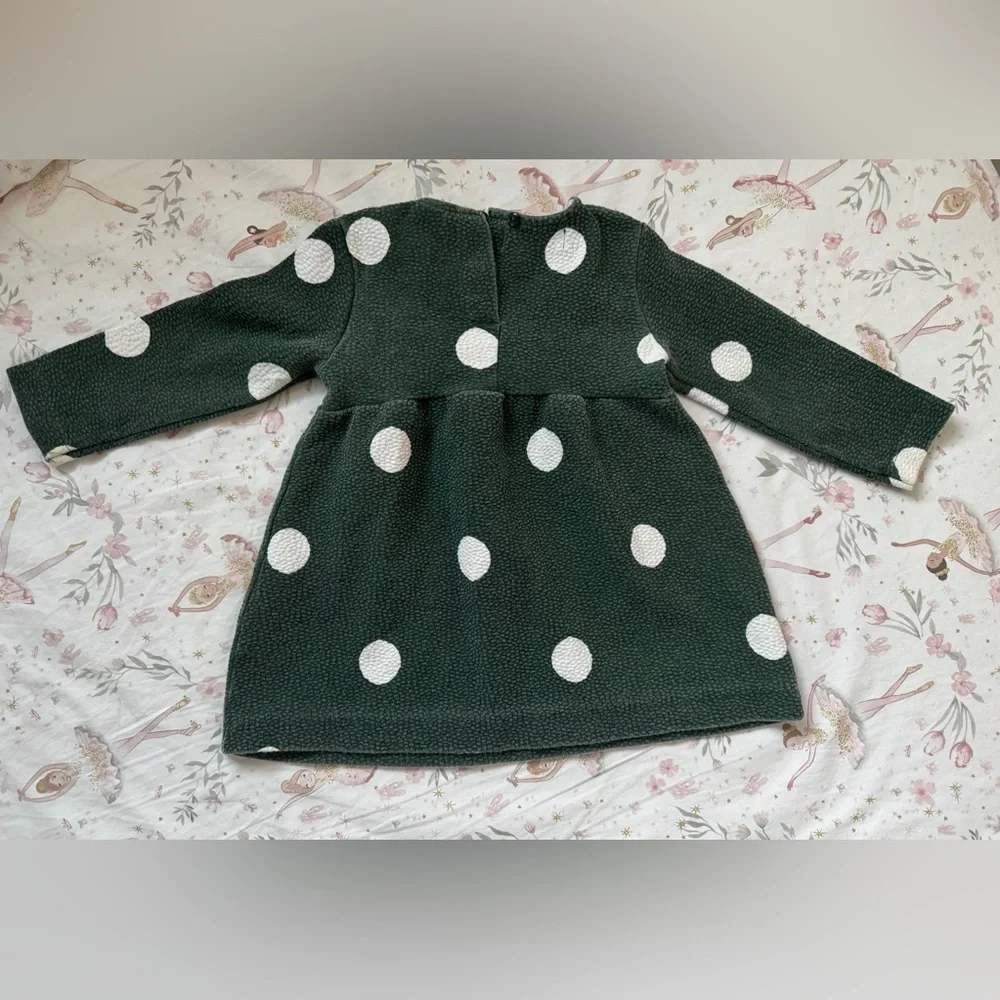 Zara Baby Emerald Green Polka Dot Dress 9–12M | Ruffle Detail Holiday